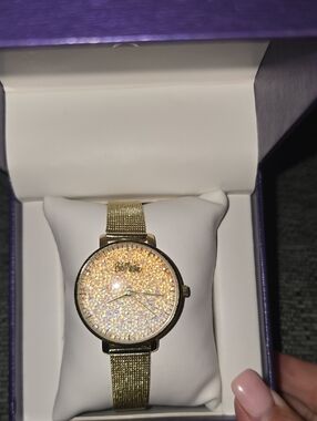 Bob Mackie Gold Crystal Mesh Bracelet Women's Watch